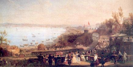 Arrivo a Portici del treno inaugurale il 3 ottobre 1839 - Dipinto di Salvatore Fergola